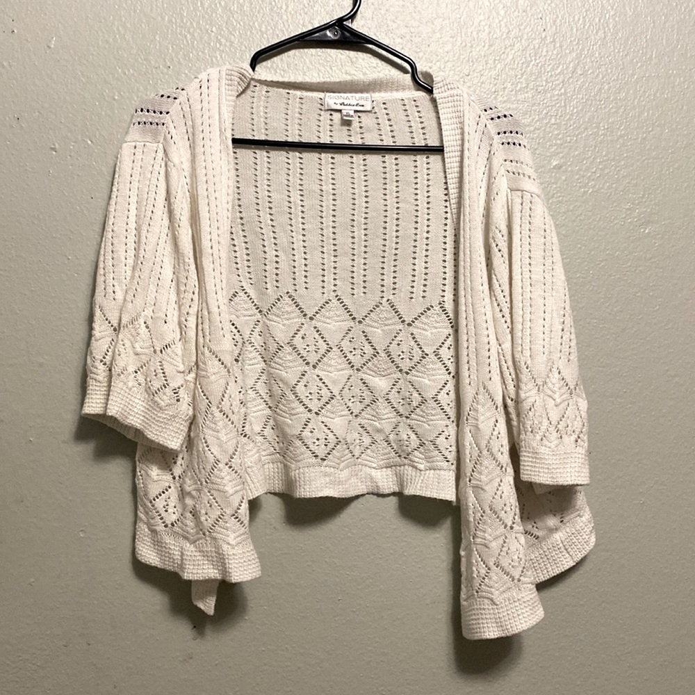 Signature by Robbie Bee white cropped cardigan